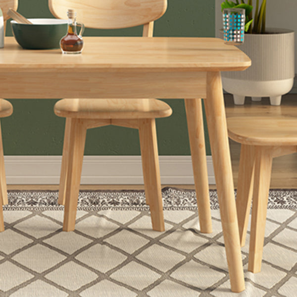 Modern Rubberwood Solid Wood Dining Table Brown Rectangle Table with 4 Legs for Home Clearhalo ' dining_table' 'Dining Tables & Seating' 'Dining Tables' 'furn' 'furn_dining_table' 'Furniture' 'furniture_dining_table' 'Kitchen & Dining Furniture' 'kitchen&dining_furn' 'kitchen' 'kitchen_dining_table' 3583219