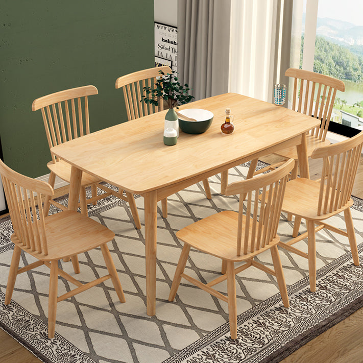 Modern Rubberwood Solid Wood Dining Table Brown Rectangle Table with 4 Legs for Home Clearhalo ' dining_table' 'Dining Tables & Seating' 'Dining Tables' 'furn' 'furn_dining_table' 'Furniture' 'furniture_dining_table' 'Kitchen & Dining Furniture' 'kitchen&dining_furn' 'kitchen' 'kitchen_dining_table' 3583221