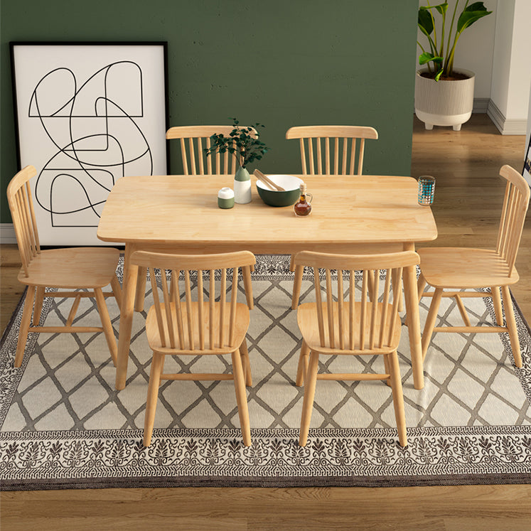 Modern Rubberwood Solid Wood Dining Table Brown Rectangle Table with 4 Legs for Home Clearhalo ' dining_table' 'Dining Tables & Seating' 'Dining Tables' 'furn' 'furn_dining_table' 'Furniture' 'furniture_dining_table' 'Kitchen & Dining Furniture' 'kitchen&dining_furn' 'kitchen' 'kitchen_dining_table' 3583222