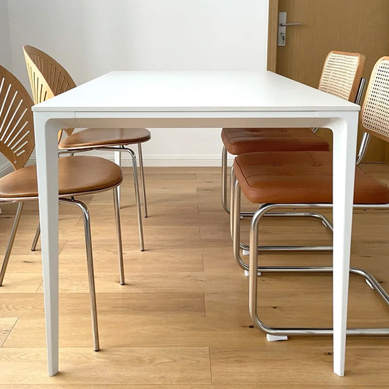 Contemporary Rectangle Dining Table Sintered Stone Dining Table with 4 White Legs Clearhalo ' dining_table' 'Dining Tables & Seating' 'Dining Tables' 'furn' 'furn_dining_table' 'Furniture' 'furniture_dining_table' 'Kitchen & Dining Furniture' 'kitchen&dining_furn' 'kitchen' 'kitchen_dining_table' 3583232
