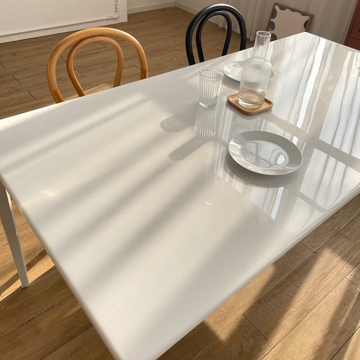 Contemporary Rectangle Dining Table Sintered Stone Dining Table with 4 White Legs Clearhalo ' dining_table' 'Dining Tables & Seating' 'Dining Tables' 'furn' 'furn_dining_table' 'Furniture' 'furniture_dining_table' 'Kitchen & Dining Furniture' 'kitchen&dining_furn' 'kitchen' 'kitchen_dining_table' 3583235