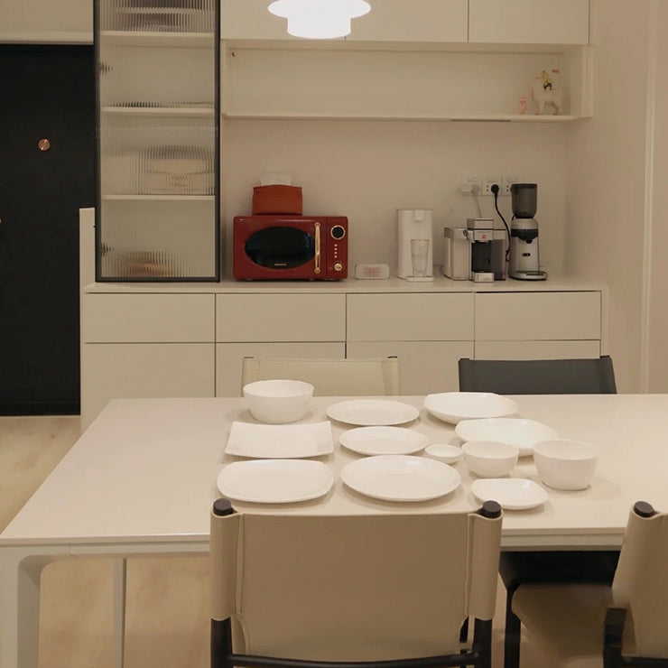 Contemporary Rectangle Dining Table Sintered Stone Dining Table with 4 White Legs Clearhalo ' dining_table' 'Dining Tables & Seating' 'Dining Tables' 'furn' 'furn_dining_table' 'Furniture' 'furniture_dining_table' 'Kitchen & Dining Furniture' 'kitchen&dining_furn' 'kitchen' 'kitchen_dining_table' 3583236