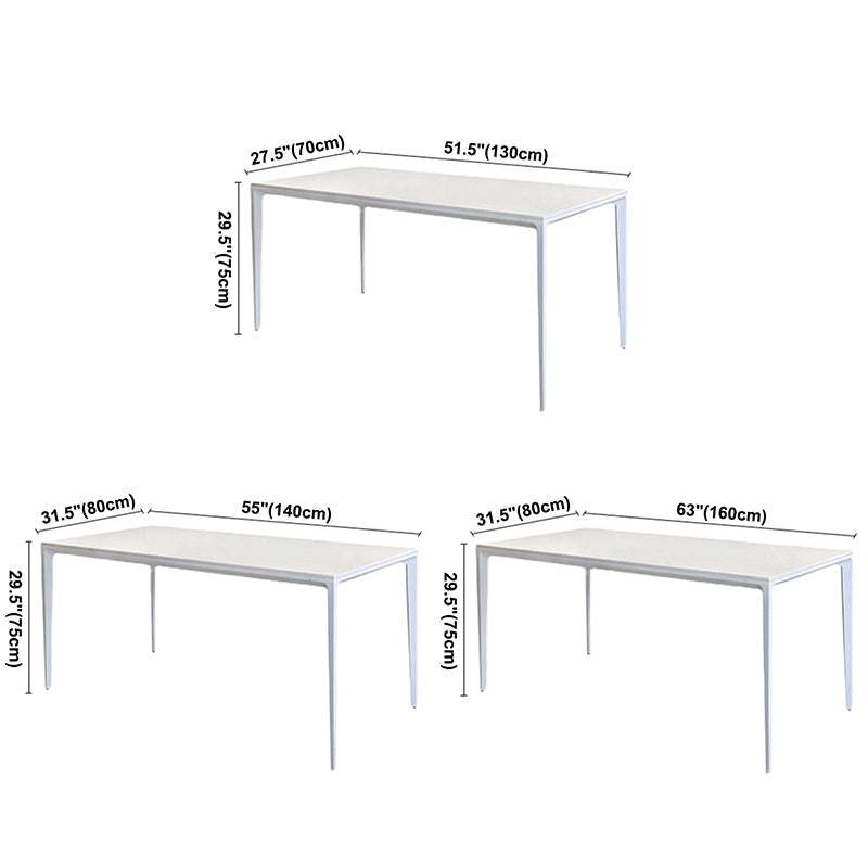 Contemporary Rectangle Dining Table Sintered Stone Dining Table with 4 White Legs Clearhalo ' dining_table' 'Dining Tables & Seating' 'Dining Tables' 'furn' 'furn_dining_table' 'Furniture' 'furniture_dining_table' 'Kitchen & Dining Furniture' 'kitchen&dining_furn' 'kitchen' 'kitchen_dining_table' 3583238