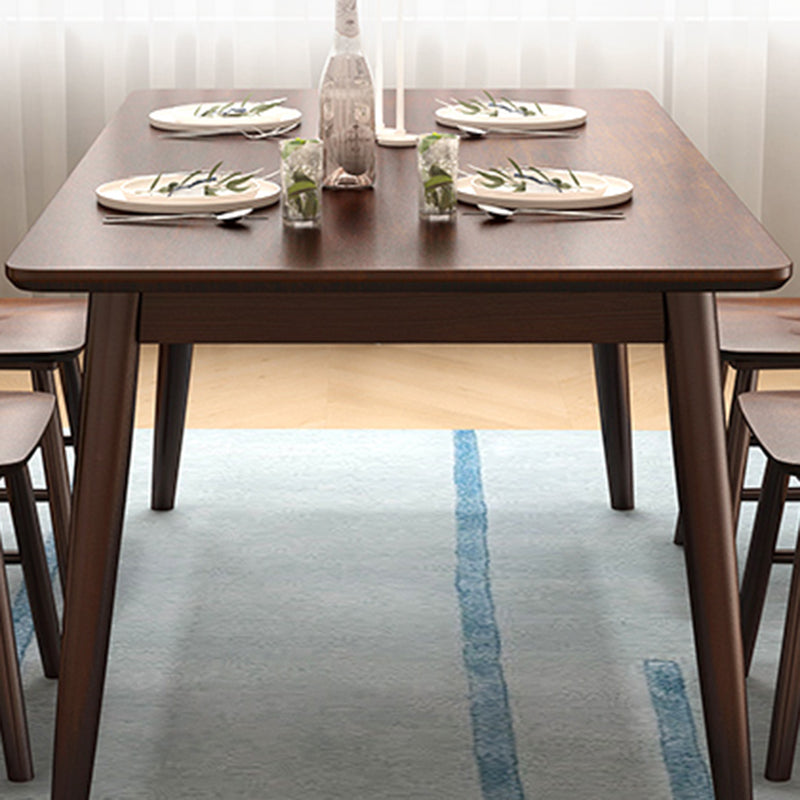Rectangle Modern Dining Table Brown Fixed Table with Rubberwood Solid Wood Clearhalo ' dining_table' 'Dining Tables & Seating' 'Dining Tables' 'furn' 'furn_dining_table' 'Furniture' 'furniture_dining_table' 'Kitchen & Dining Furniture' 'kitchen&dining_furn' 'kitchen' 'kitchen_dining_table' 3583240