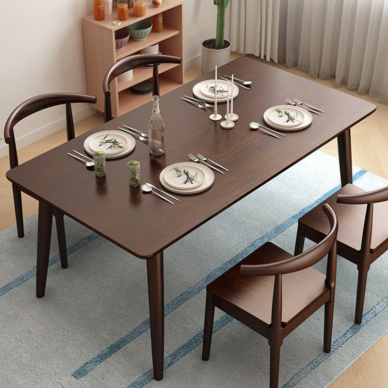 Rectangle Modern Dining Table Brown Fixed Table with Rubberwood Solid Wood Clearhalo ' dining_table' 'Dining Tables & Seating' 'Dining Tables' 'furn' 'furn_dining_table' 'Furniture' 'furniture_dining_table' 'Kitchen & Dining Furniture' 'kitchen&dining_furn' 'kitchen' 'kitchen_dining_table' 3583241
