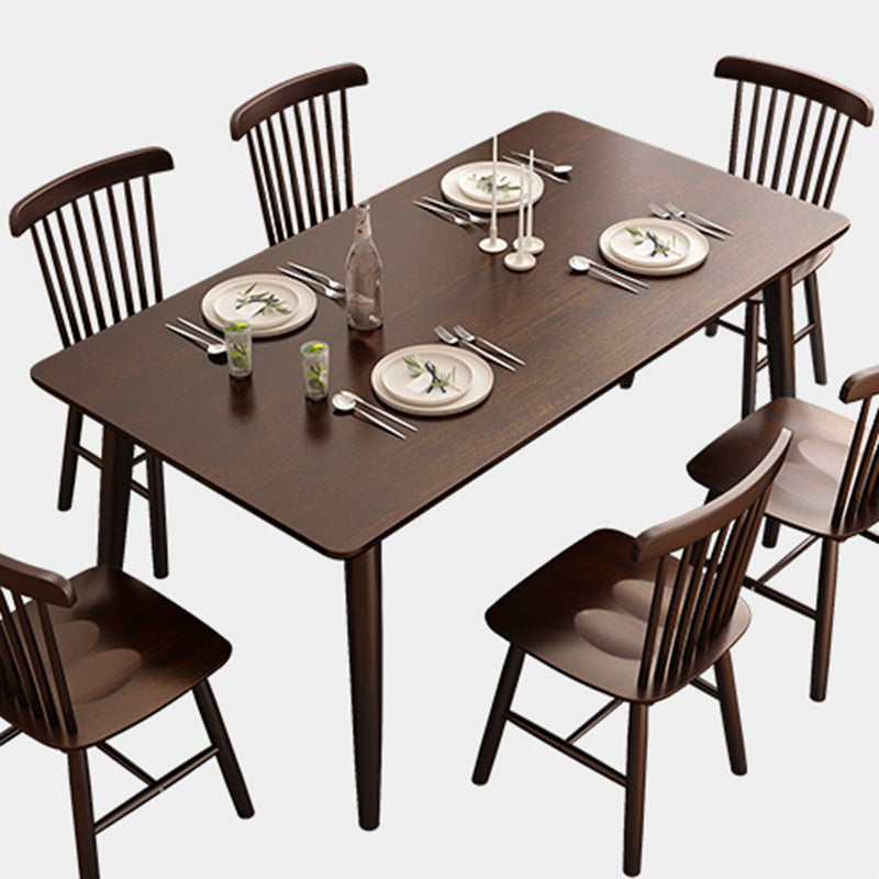 Rectangle Modern Dining Table Brown Fixed Table with Rubberwood Solid Wood Clearhalo ' dining_table' 'Dining Tables & Seating' 'Dining Tables' 'furn' 'furn_dining_table' 'Furniture' 'furniture_dining_table' 'Kitchen & Dining Furniture' 'kitchen&dining_furn' 'kitchen' 'kitchen_dining_table' 3583242