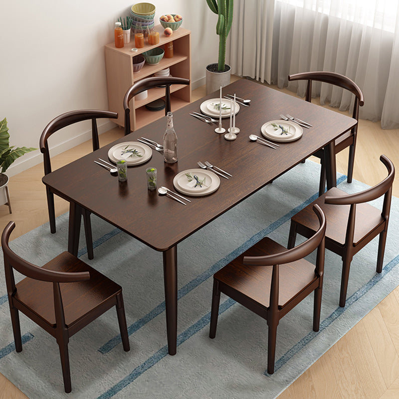 Rectangle Modern Dining Table Brown Fixed Table with Rubberwood Solid Wood Clearhalo ' dining_table' 'Dining Tables & Seating' 'Dining Tables' 'furn' 'furn_dining_table' 'Furniture' 'furniture_dining_table' 'Kitchen & Dining Furniture' 'kitchen&dining_furn' 'kitchen' 'kitchen_dining_table' 3583252