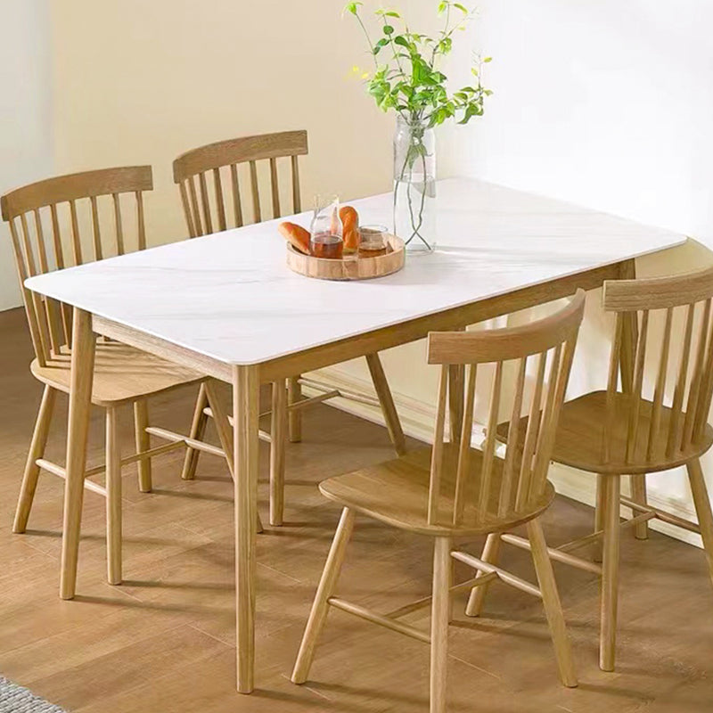 Modern Sintered Stone Top White Dining Table Rectangle Standard Dining Table with 4 Legs Base Clearhalo ' dining_table' 'Dining Tables & Seating' 'Dining Tables' 'furn' 'furn_dining_table' 'Furniture' 'furniture_dining_table' 'Kitchen & Dining Furniture' 'kitchen&dining_furn' 'kitchen' 'kitchen_dining_table' 3583265