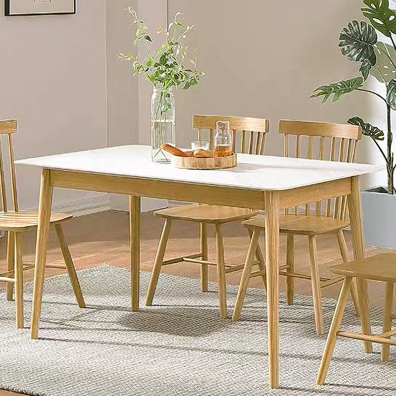 Modern Sintered Stone Top White Dining Table Rectangle Standard Dining Table with 4 Legs Base Clearhalo ' dining_table' 'Dining Tables & Seating' 'Dining Tables' 'furn' 'furn_dining_table' 'Furniture' 'furniture_dining_table' 'Kitchen & Dining Furniture' 'kitchen&dining_furn' 'kitchen' 'kitchen_dining_table' 3583266