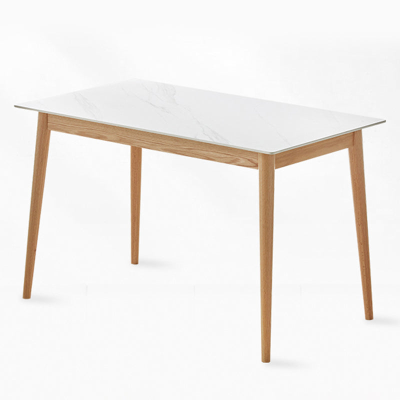 Modern Sintered Stone Top White Dining Table Rectangle Standard Dining Table with 4 Legs Base Without Chairs Clearhalo ' dining_table' 'Dining Tables & Seating' 'Dining Tables' 'furn' 'furn_dining_table' 'Furniture' 'furniture_dining_table' 'Kitchen & Dining Furniture' 'kitchen&dining_furn' 'kitchen' 'kitchen_dining_table' 3583268