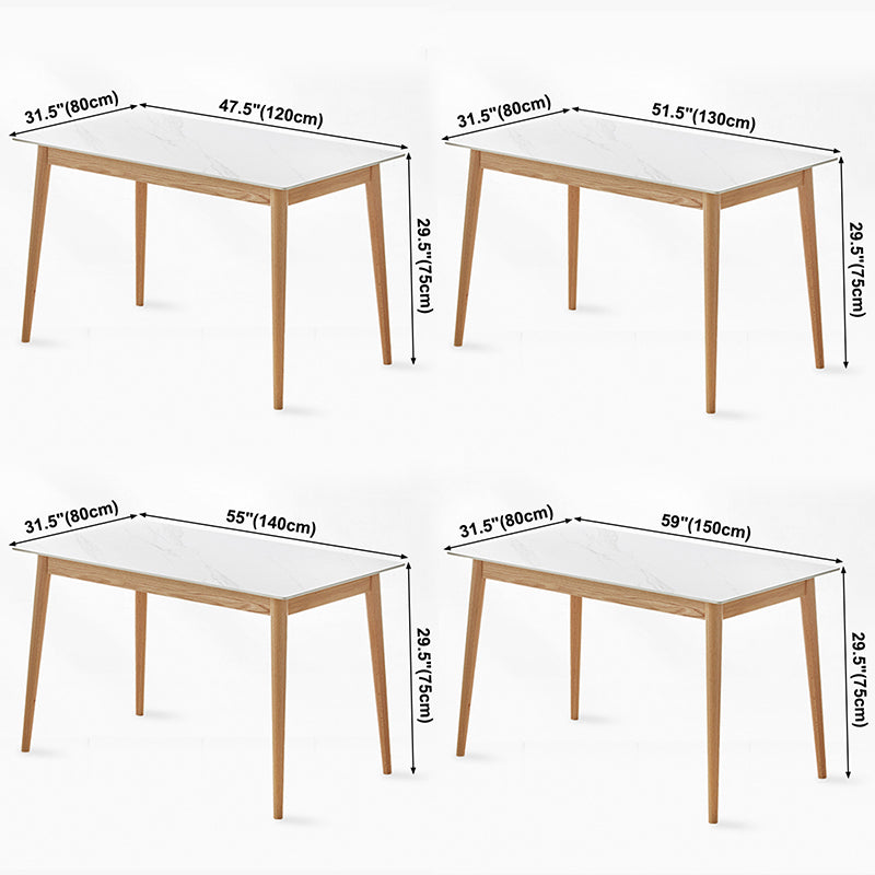 Modern Sintered Stone Top White Dining Table Rectangle Standard Dining Table with 4 Legs Base Clearhalo ' dining_table' 'Dining Tables & Seating' 'Dining Tables' 'furn' 'furn_dining_table' 'Furniture' 'furniture_dining_table' 'Kitchen & Dining Furniture' 'kitchen&dining_furn' 'kitchen' 'kitchen_dining_table' 3583273