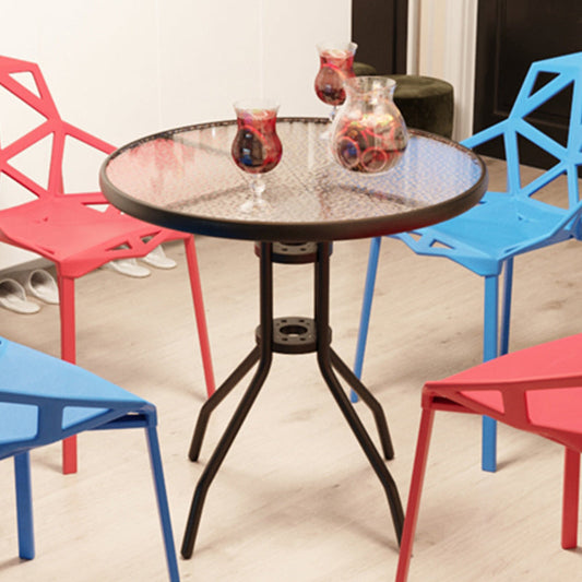 Contemporary Round Dining Table Clear Tempered Glass Table with Pedestal Base Clearhalo ' dining_table' 'Dining Tables & Seating' 'Dining Tables' 'furn' 'furn_dining_table' 'Furniture' 'furniture_dining_table' 'Kitchen & Dining Furniture' 'kitchen&dining_furn' 'kitchen' 'kitchen_dining_table' 3583290