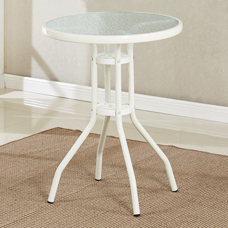 Contemporary Round Dining Table Clear Tempered Glass Table with Pedestal Base White Without Chairs Clearhalo ' dining_table' 'Dining Tables & Seating' 'Dining Tables' 'furn' 'furn_dining_table' 'Furniture' 'furniture_dining_table' 'Kitchen & Dining Furniture' 'kitchen&dining_furn' 'kitchen' 'kitchen_dining_table' 3583293