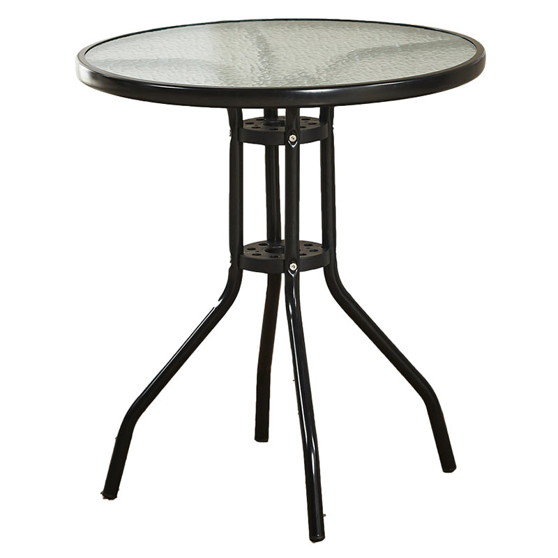 Contemporary Round Dining Table Clear Tempered Glass Table with Pedestal Base Black Without Chairs Clearhalo ' dining_table' 'Dining Tables & Seating' 'Dining Tables' 'furn' 'furn_dining_table' 'Furniture' 'furniture_dining_table' 'Kitchen & Dining Furniture' 'kitchen&dining_furn' 'kitchen' 'kitchen_dining_table' 3583294