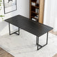 Contemporary Rectangle Dining Table Sintered Stone Dining Table with Black Double Pedestal Clearhalo ' dining_table' 'Dining Tables & Seating' 'Dining Tables' 'furn' 'furn_dining_table' 'Furniture' 'furniture_dining_table' 'Kitchen & Dining Furniture' 'kitchen&dining_furn' 'kitchen' 'kitchen_dining_table' 3583308