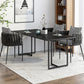 Contemporary Rectangle Dining Table Sintered Stone Dining Table with Black Double Pedestal Clearhalo ' dining_table' 'Dining Tables & Seating' 'Dining Tables' 'furn' 'furn_dining_table' 'Furniture' 'furniture_dining_table' 'Kitchen & Dining Furniture' 'kitchen&dining_furn' 'kitchen' 'kitchen_dining_table' 3583312