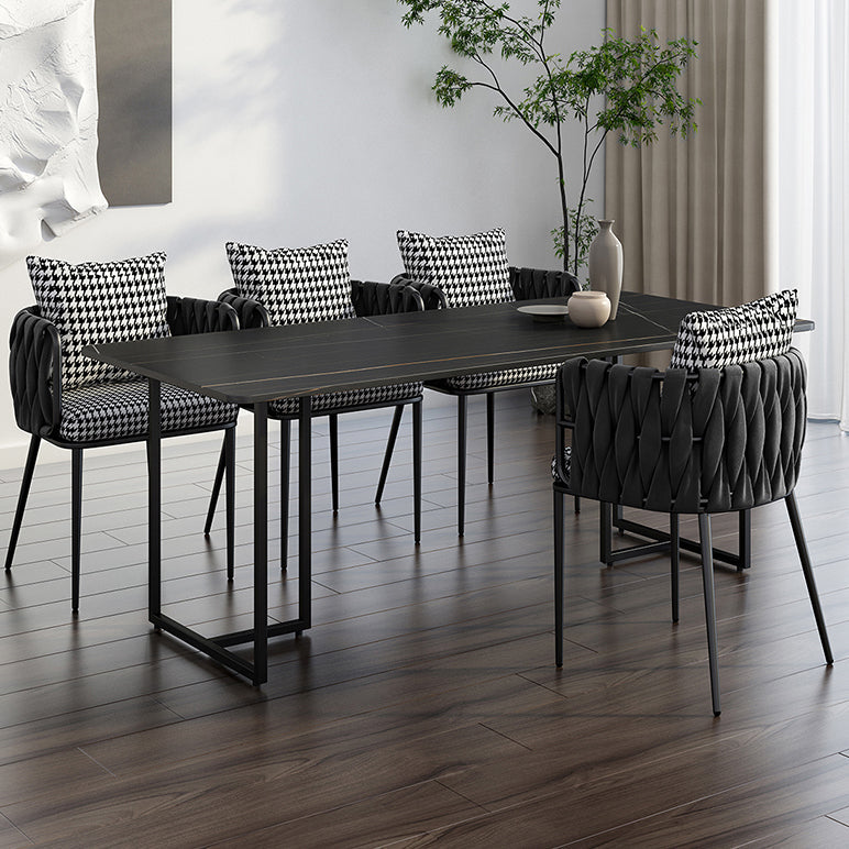 Contemporary Rectangle Dining Table Sintered Stone Dining Table with Black Double Pedestal Clearhalo ' dining_table' 'Dining Tables & Seating' 'Dining Tables' 'furn' 'furn_dining_table' 'Furniture' 'furniture_dining_table' 'Kitchen & Dining Furniture' 'kitchen&dining_furn' 'kitchen' 'kitchen_dining_table' 3583313