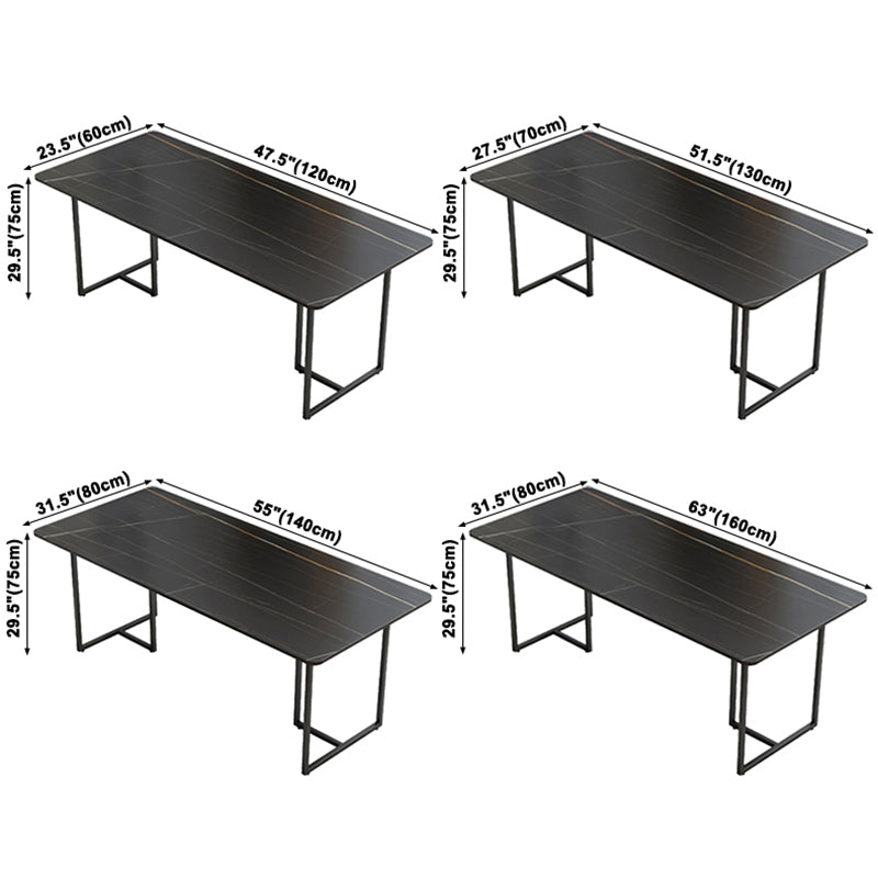 Contemporary Rectangle Dining Table Sintered Stone Dining Table with Black Double Pedestal Clearhalo ' dining_table' 'Dining Tables & Seating' 'Dining Tables' 'furn' 'furn_dining_table' 'Furniture' 'furniture_dining_table' 'Kitchen & Dining Furniture' 'kitchen&dining_furn' 'kitchen' 'kitchen_dining_table' 3583314