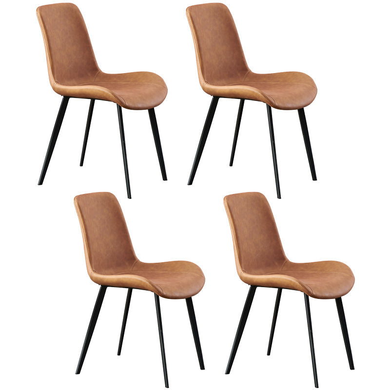 PU Leather Contemporary Restaurant Side Chair Parsons Multi-color Dining Chair Orange 4 Piece Set Clearhalo ' kitchen&dining_furn' 'Dining Chairs' 'Dining Tables & Seating' 'dining_chair' 'furn' 'furn_dining_chair' 'Furniture' 'furniture_dining_chair' 'Kitchen & Dining Furniture' 'kitchen' 3596685
