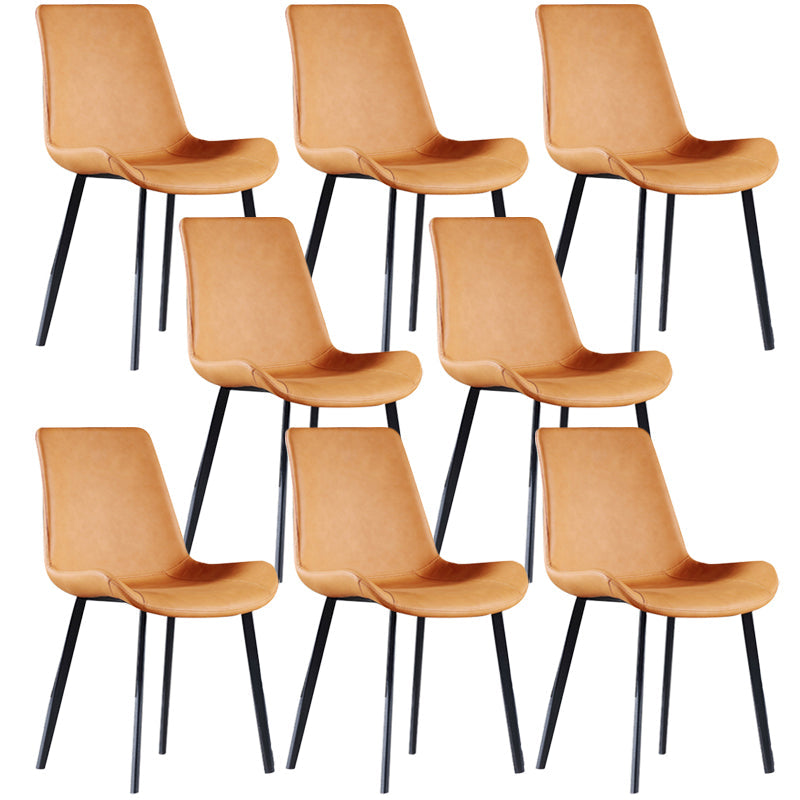 PU Leather Contemporary Restaurant Side Chair Parsons Multi-color Dining Chair Orange 8 Piece Set Clearhalo ' kitchen&dining_furn' 'Dining Chairs' 'Dining Tables & Seating' 'dining_chair' 'furn' 'furn_dining_chair' 'Furniture' 'furniture_dining_chair' 'Kitchen & Dining Furniture' 'kitchen' 3596694