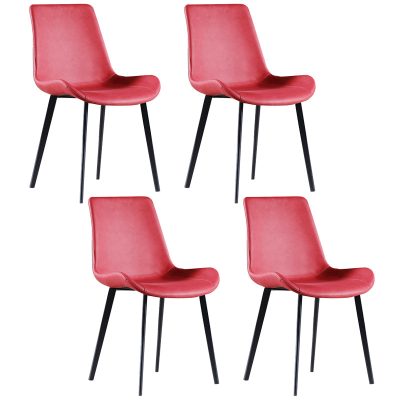 PU Leather Contemporary Restaurant Side Chair Parsons Multi-color Dining Chair Red 4 Piece Set Clearhalo ' kitchen&dining_furn' 'Dining Chairs' 'Dining Tables & Seating' 'dining_chair' 'furn' 'furn_dining_chair' 'Furniture' 'furniture_dining_chair' 'Kitchen & Dining Furniture' 'kitchen' 3596700