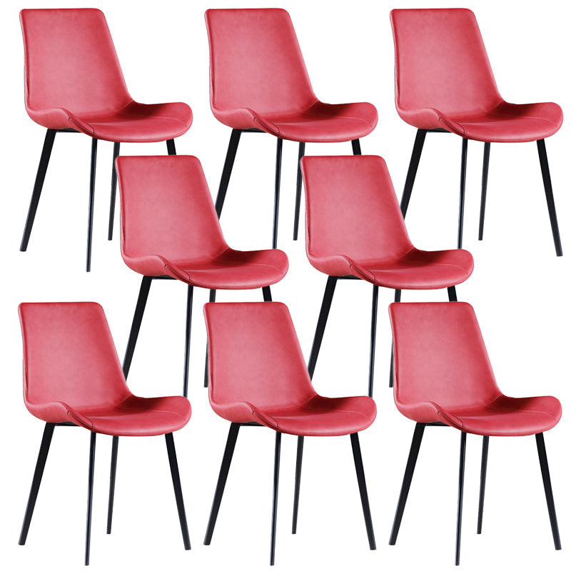 PU Leather Contemporary Restaurant Side Chair Parsons Multi-color Dining Chair Red 8 Piece Set Clearhalo ' kitchen&dining_furn' 'Dining Chairs' 'Dining Tables & Seating' 'dining_chair' 'furn' 'furn_dining_chair' 'Furniture' 'furniture_dining_chair' 'Kitchen & Dining Furniture' 'kitchen' 3596702
