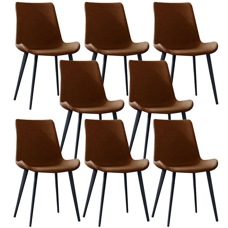 PU Leather Contemporary Restaurant Side Chair Parsons Multi-color Dining Chair Brown 8 Piece Set Clearhalo ' kitchen&dining_furn' 'Dining Chairs' 'Dining Tables & Seating' 'dining_chair' 'furn' 'furn_dining_chair' 'Furniture' 'furniture_dining_chair' 'Kitchen & Dining Furniture' 'kitchen' 3596705