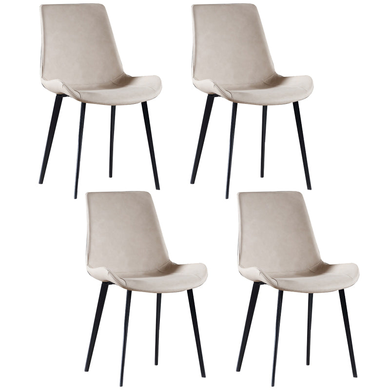 PU Leather Contemporary Restaurant Side Chair Parsons Multi-color Dining Chair Off-White 4 Piece Set Clearhalo ' kitchen&dining_furn' 'Dining Chairs' 'Dining Tables & Seating' 'dining_chair' 'furn' 'furn_dining_chair' 'Furniture' 'furniture_dining_chair' 'Kitchen & Dining Furniture' 'kitchen' 3596706