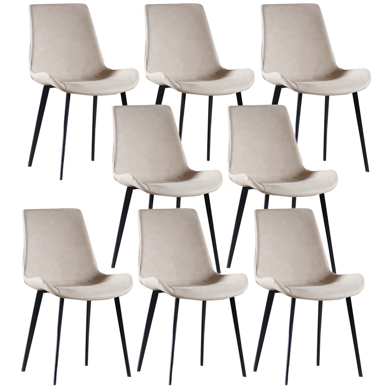 PU Leather Contemporary Restaurant Side Chair Parsons Multi-color Dining Chair Off-White 8 Piece Set Clearhalo ' kitchen&dining_furn' 'Dining Chairs' 'Dining Tables & Seating' 'dining_chair' 'furn' 'furn_dining_chair' 'Furniture' 'furniture_dining_chair' 'Kitchen & Dining Furniture' 'kitchen' 3596707