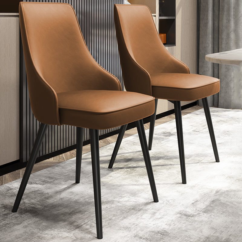 Contemporary Dining Chair Solid Back Chair with 4 Metal Legs for Home Use Clearhalo ' kitchen&dining_furn' 'Dining Chairs' 'Dining Tables & Seating' 'dining_chair' 'furn' 'furn_dining_chair' 'Furniture' 'furniture_dining_chair' 'Kitchen & Dining Furniture' 'kitchen' 3596708