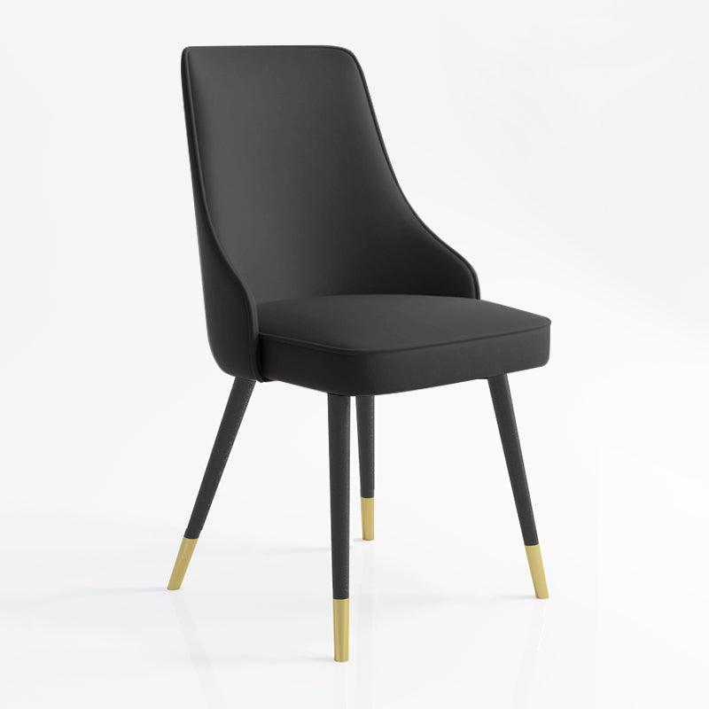 Contemporary Dining Chair Solid Back Chair with 4 Metal Legs for Home Use Black 1 Piece Brass Gold Clearhalo ' kitchen&dining_furn' 'Dining Chairs' 'Dining Tables & Seating' 'dining_chair' 'furn' 'furn_dining_chair' 'Furniture' 'furniture_dining_chair' 'Kitchen & Dining Furniture' 'kitchen' 3596709