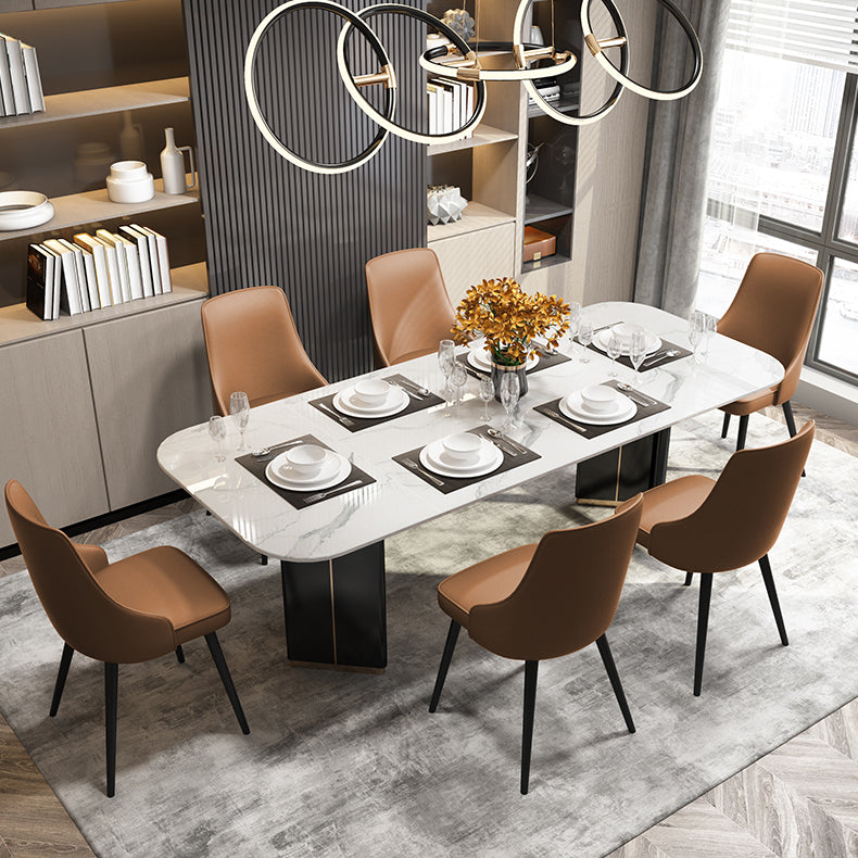Contemporary Dining Chair Solid Back Chair with 4 Metal Legs for Home Use Clearhalo ' kitchen&dining_furn' 'Dining Chairs' 'Dining Tables & Seating' 'dining_chair' 'furn' 'furn_dining_chair' 'Furniture' 'furniture_dining_chair' 'Kitchen & Dining Furniture' 'kitchen' 3596710