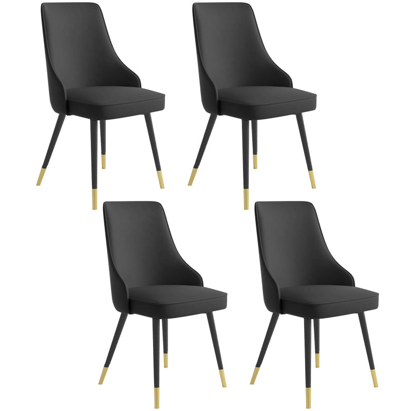 Contemporary Dining Chair Solid Back Chair with 4 Metal Legs for Home Use Black 4 Piece Set Brass Gold Clearhalo ' kitchen&dining_furn' 'Dining Chairs' 'Dining Tables & Seating' 'dining_chair' 'furn' 'furn_dining_chair' 'Furniture' 'furniture_dining_chair' 'Kitchen & Dining Furniture' 'kitchen' 3596712