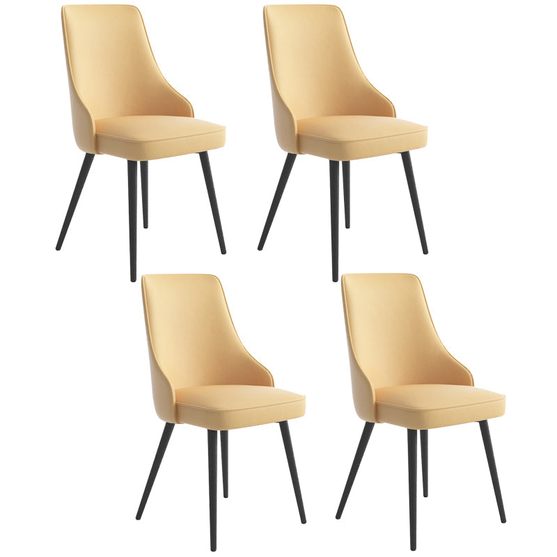 Contemporary Dining Chair Solid Back Chair with 4 Metal Legs for Home Use Yellow 4 Piece Set Black Clearhalo ' kitchen&dining_furn' 'Dining Chairs' 'Dining Tables & Seating' 'dining_chair' 'furn' 'furn_dining_chair' 'Furniture' 'furniture_dining_chair' 'Kitchen & Dining Furniture' 'kitchen' 3596718