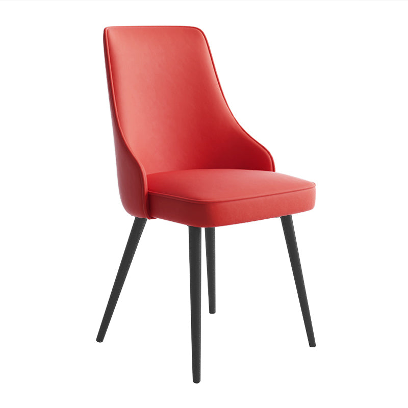 Contemporary Dining Chair Solid Back Chair with 4 Metal Legs for Home Use Red 1 Piece Black Clearhalo ' kitchen&dining_furn' 'Dining Chairs' 'Dining Tables & Seating' 'dining_chair' 'furn' 'furn_dining_chair' 'Furniture' 'furniture_dining_chair' 'Kitchen & Dining Furniture' 'kitchen' 3596720