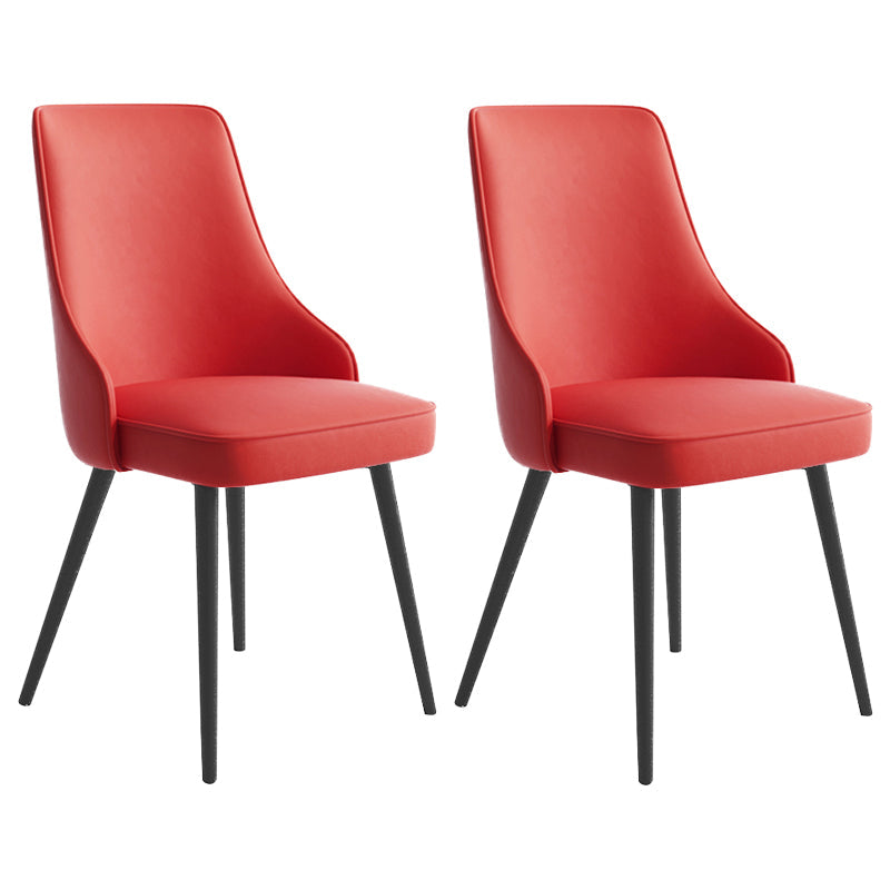 Contemporary Dining Chair Solid Back Chair with 4 Metal Legs for Home Use Red 2 Piece Set Black Clearhalo ' kitchen&dining_furn' 'Dining Chairs' 'Dining Tables & Seating' 'dining_chair' 'furn' 'furn_dining_chair' 'Furniture' 'furniture_dining_chair' 'Kitchen & Dining Furniture' 'kitchen' 3596722