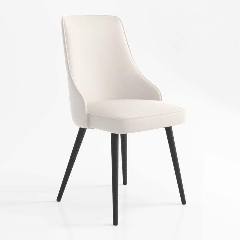Contemporary Dining Chair Solid Back Chair with 4 Metal Legs for Home Use Off-White 1 Piece Black Clearhalo ' kitchen&dining_furn' 'Dining Chairs' 'Dining Tables & Seating' 'dining_chair' 'furn' 'furn_dining_chair' 'Furniture' 'furniture_dining_chair' 'Kitchen & Dining Furniture' 'kitchen' 3596726