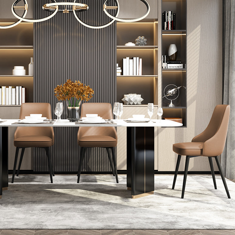 Contemporary Dining Chair Solid Back Chair with 4 Metal Legs for Home Use Clearhalo ' kitchen&dining_furn' 'Dining Chairs' 'Dining Tables & Seating' 'dining_chair' 'furn' 'furn_dining_chair' 'Furniture' 'furniture_dining_chair' 'Kitchen & Dining Furniture' 'kitchen' 3596728