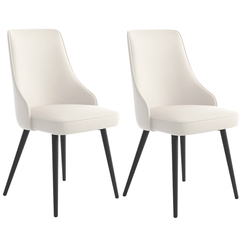 Contemporary Dining Chair Solid Back Chair with 4 Metal Legs for Home Use Off-White 2 Piece Set Black Clearhalo ' kitchen&dining_furn' 'Dining Chairs' 'Dining Tables & Seating' 'dining_chair' 'furn' 'furn_dining_chair' 'Furniture' 'furniture_dining_chair' 'Kitchen & Dining Furniture' 'kitchen' 3596729