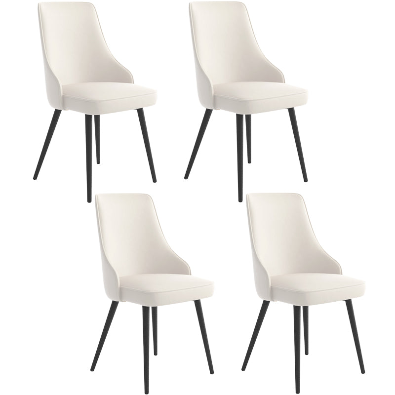 Contemporary Dining Chair Solid Back Chair with 4 Metal Legs for Home Use Off-White 4 Piece Set Black Clearhalo ' kitchen&dining_furn' 'Dining Chairs' 'Dining Tables & Seating' 'dining_chair' 'furn' 'furn_dining_chair' 'Furniture' 'furniture_dining_chair' 'Kitchen & Dining Furniture' 'kitchen' 3596730