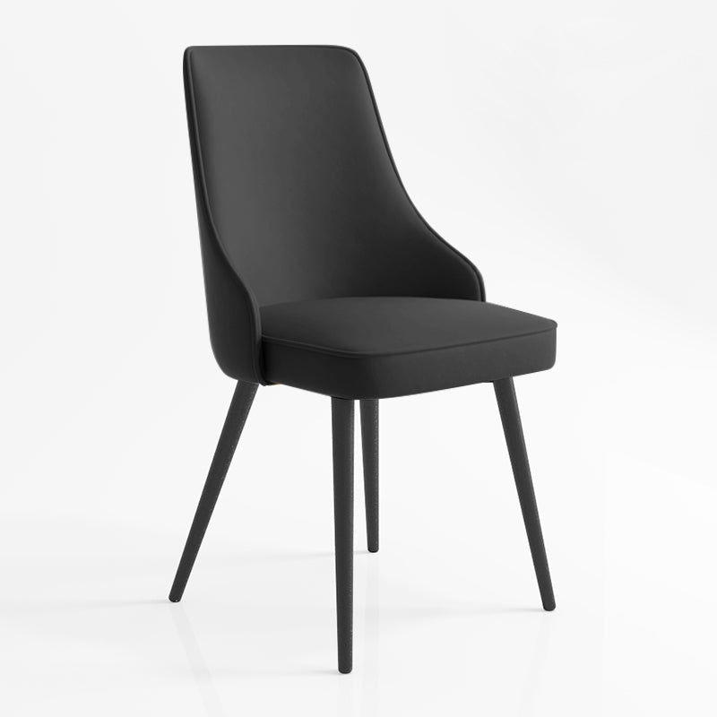 Contemporary Dining Chair Solid Back Chair with 4 Metal Legs for Home Use Black 1 Piece Black Clearhalo ' kitchen&dining_furn' 'Dining Chairs' 'Dining Tables & Seating' 'dining_chair' 'furn' 'furn_dining_chair' 'Furniture' 'furniture_dining_chair' 'Kitchen & Dining Furniture' 'kitchen' 3596732
