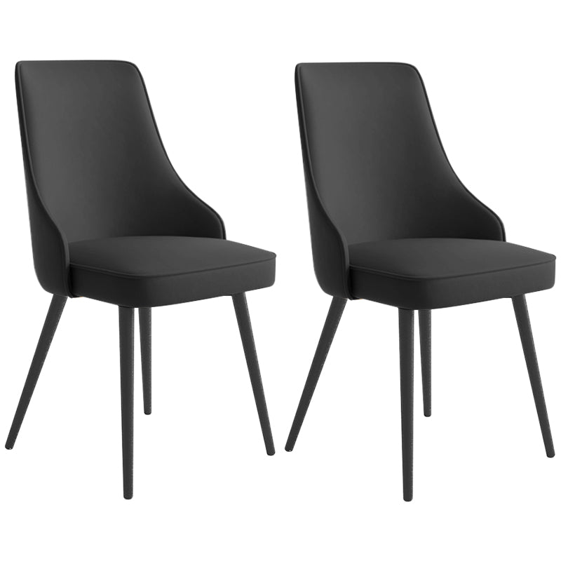 Contemporary Dining Chair Solid Back Chair with 4 Metal Legs for Home Use Black 2 Piece Set Black Clearhalo ' kitchen&dining_furn' 'Dining Chairs' 'Dining Tables & Seating' 'dining_chair' 'furn' 'furn_dining_chair' 'Furniture' 'furniture_dining_chair' 'Kitchen & Dining Furniture' 'kitchen' 3596734