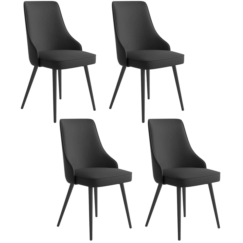 Contemporary Dining Chair Solid Back Chair with 4 Metal Legs for Home Use Black 4 Piece Set Black Clearhalo ' kitchen&dining_furn' 'Dining Chairs' 'Dining Tables & Seating' 'dining_chair' 'furn' 'furn_dining_chair' 'Furniture' 'furniture_dining_chair' 'Kitchen & Dining Furniture' 'kitchen' 3596737