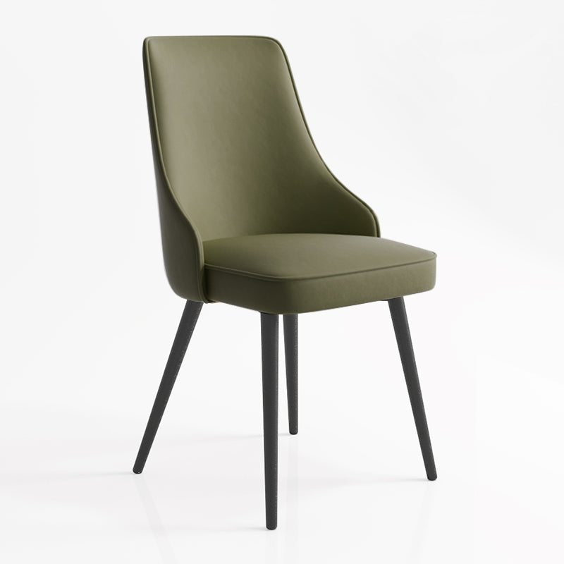 Contemporary Dining Chair Solid Back Chair with 4 Metal Legs for Home Use Army Green 1 Piece Black Clearhalo ' kitchen&dining_furn' 'Dining Chairs' 'Dining Tables & Seating' 'dining_chair' 'furn' 'furn_dining_chair' 'Furniture' 'furniture_dining_chair' 'Kitchen & Dining Furniture' 'kitchen' 3596741