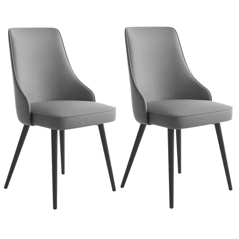 Contemporary Dining Chair Solid Back Chair with 4 Metal Legs for Home Use Smoke Gray 2 Piece Set Black Clearhalo ' kitchen&dining_furn' 'Dining Chairs' 'Dining Tables & Seating' 'dining_chair' 'furn' 'furn_dining_chair' 'Furniture' 'furniture_dining_chair' 'Kitchen & Dining Furniture' 'kitchen' 3596745