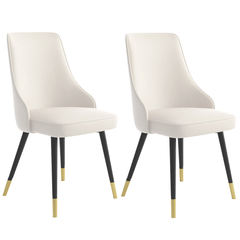 Contemporary Dining Chair Solid Back Chair with 4 Metal Legs for Home Use Off-White 2 Piece Set Brass Gold Clearhalo ' kitchen&dining_furn' 'Dining Chairs' 'Dining Tables & Seating' 'dining_chair' 'furn' 'furn_dining_chair' 'Furniture' 'furniture_dining_chair' 'Kitchen & Dining Furniture' 'kitchen' 3596748