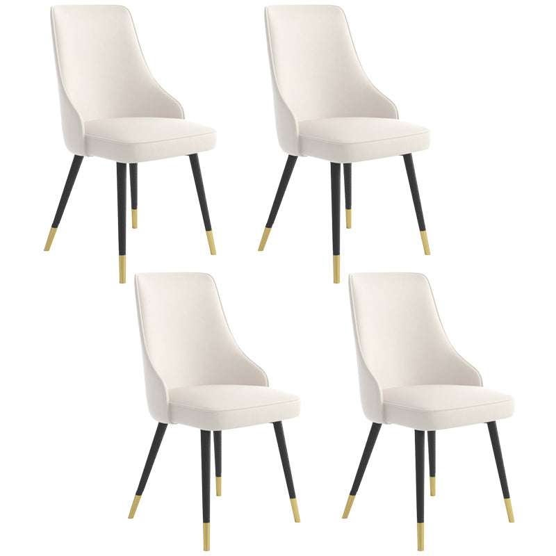 Contemporary Dining Chair Solid Back Chair with 4 Metal Legs for Home Use Off-White 4 Piece Set Brass Gold Clearhalo ' kitchen&dining_furn' 'Dining Chairs' 'Dining Tables & Seating' 'dining_chair' 'furn' 'furn_dining_chair' 'Furniture' 'furniture_dining_chair' 'Kitchen & Dining Furniture' 'kitchen' 3596749