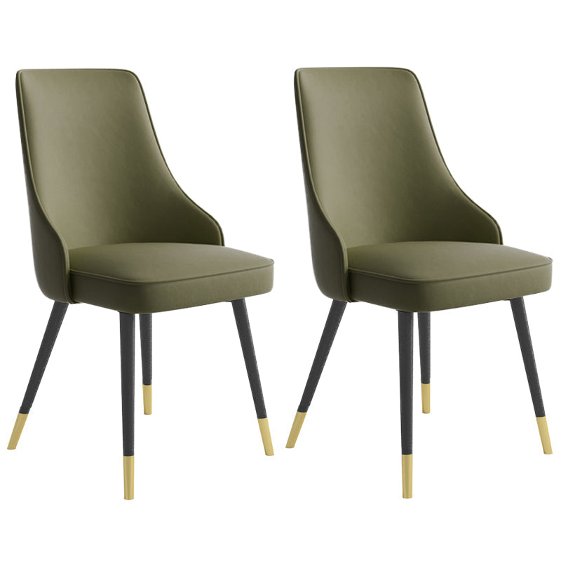 Contemporary Dining Chair Solid Back Chair with 4 Metal Legs for Home Use Army Green 2 Piece Set Brass Gold Clearhalo ' kitchen&dining_furn' 'Dining Chairs' 'Dining Tables & Seating' 'dining_chair' 'furn' 'furn_dining_chair' 'Furniture' 'furniture_dining_chair' 'Kitchen & Dining Furniture' 'kitchen' 3596751