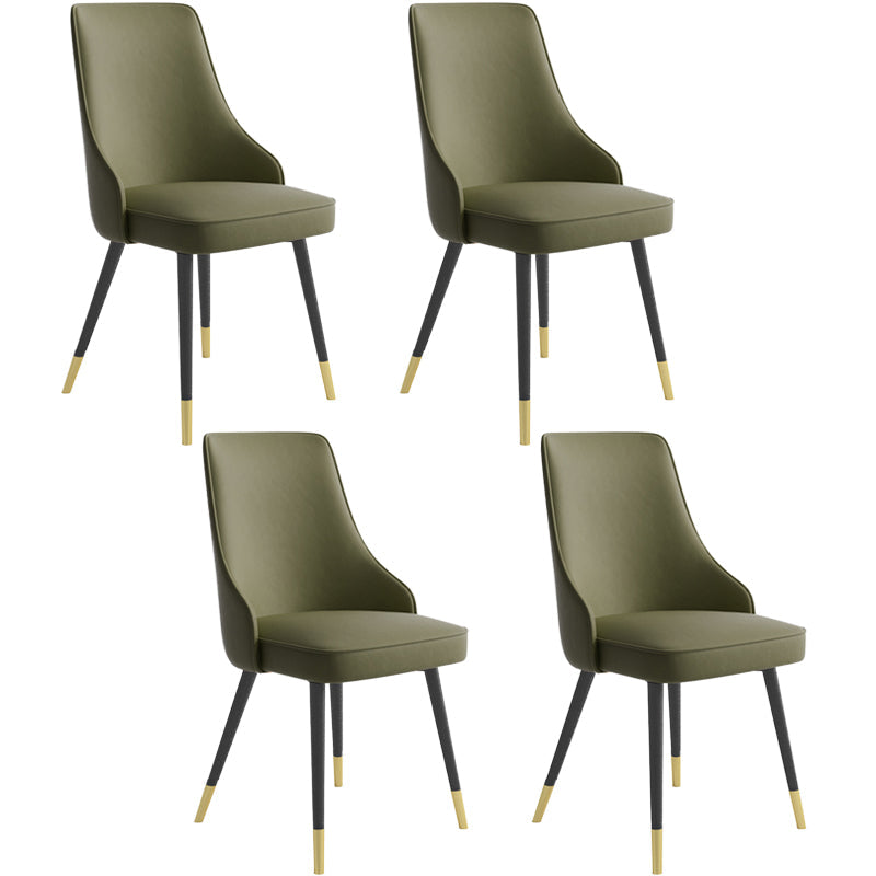 Contemporary Dining Chair Solid Back Chair with 4 Metal Legs for Home Use Army Green 4 Piece Set Brass Gold Clearhalo ' kitchen&dining_furn' 'Dining Chairs' 'Dining Tables & Seating' 'dining_chair' 'furn' 'furn_dining_chair' 'Furniture' 'furniture_dining_chair' 'Kitchen & Dining Furniture' 'kitchen' 3596752