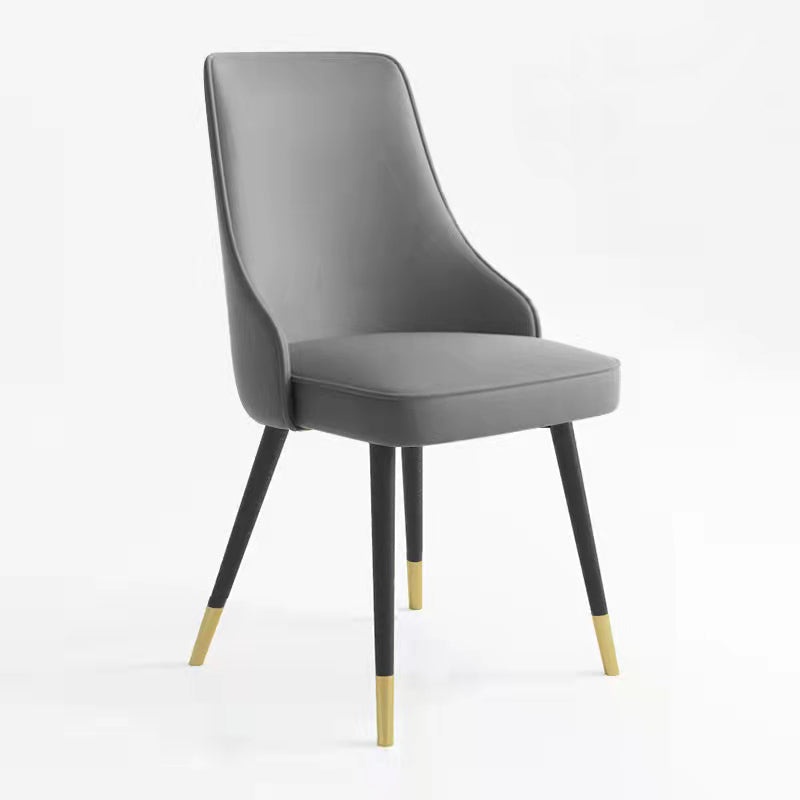 Contemporary Dining Chair Solid Back Chair with 4 Metal Legs for Home Use Smoke Gray 1 Piece Brass Gold Clearhalo ' kitchen&dining_furn' 'Dining Chairs' 'Dining Tables & Seating' 'dining_chair' 'furn' 'furn_dining_chair' 'Furniture' 'furniture_dining_chair' 'Kitchen & Dining Furniture' 'kitchen' 3596753